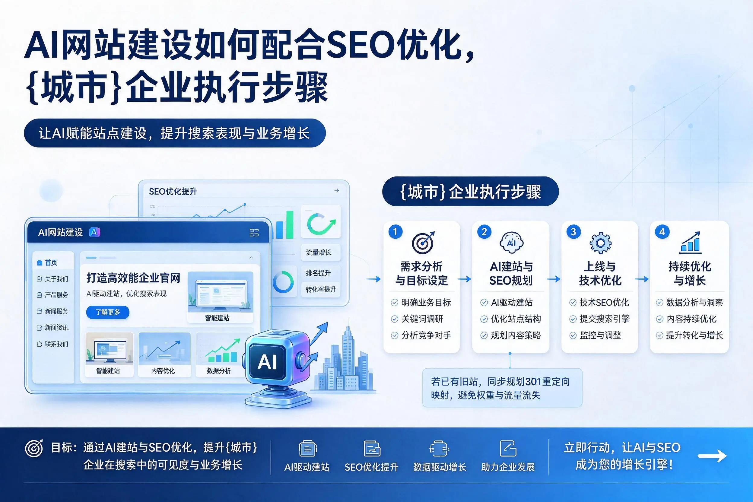 AI网站建设如何配合SEO优化，银川企业执行步骤